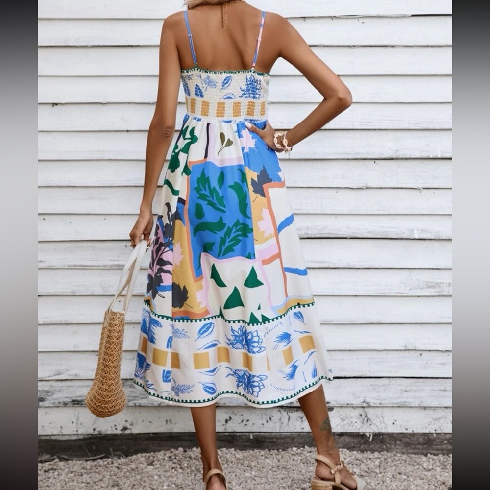 Boho Floral Geo Patchwork Cami Dress - Picture 2 of 6